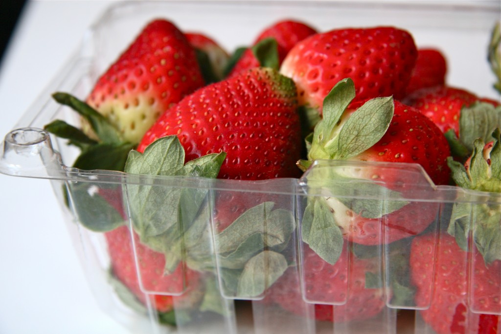 strawberries in crate
