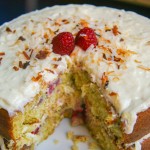 raspberry lime buttermilk cake with coconut cream cheese frosting
