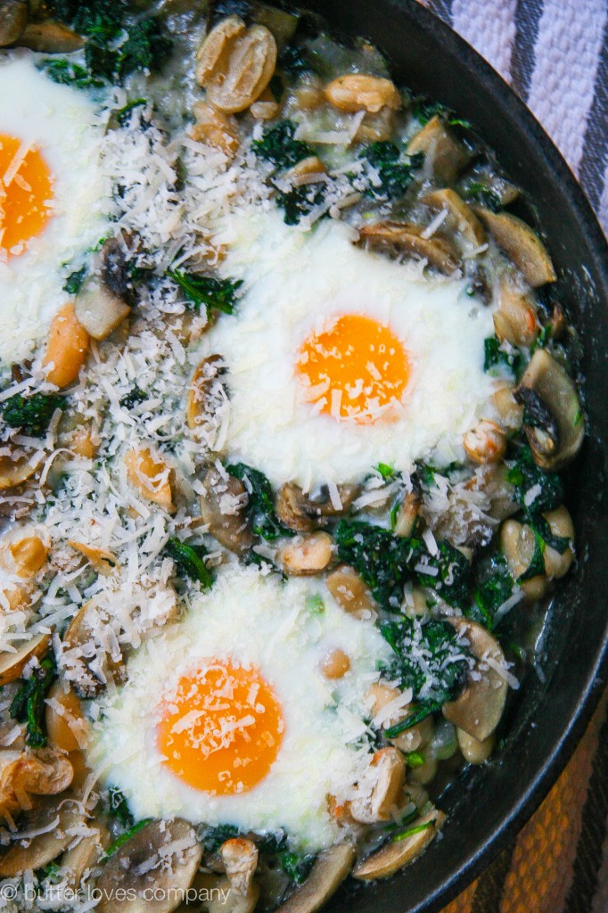 white bean spinach mushroom egg bake 1