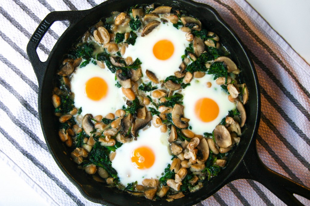 white bean spinach mushroom egg bake 2