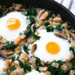 white bean, spinach and mushroom egg bake