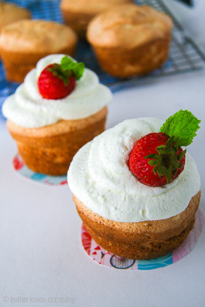 angel food cupcakes with whipped cream topping | butter loves company
