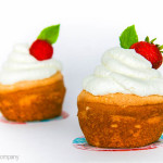 angel food cupcakes with whipped cream topping