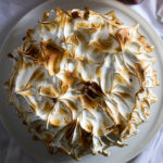 chocolate buttermilk cake with tangerine curd and toasted meringue