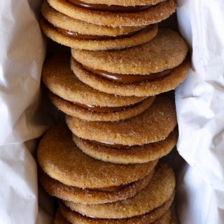 stack of dolce de leche cookies