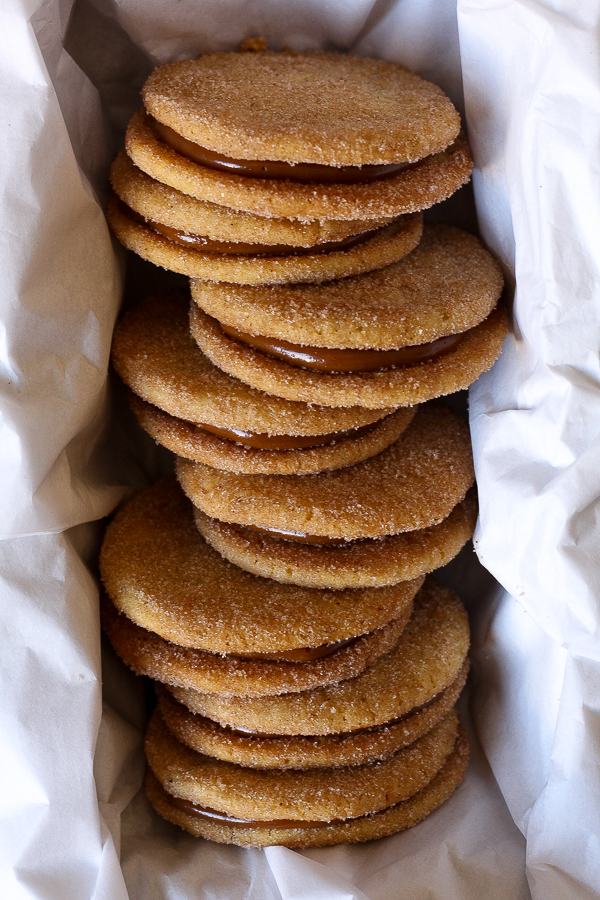 stack of dolce de leche cookies