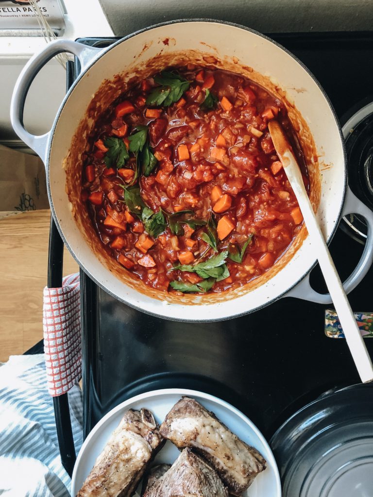 vegetables for short rib pasta sauce